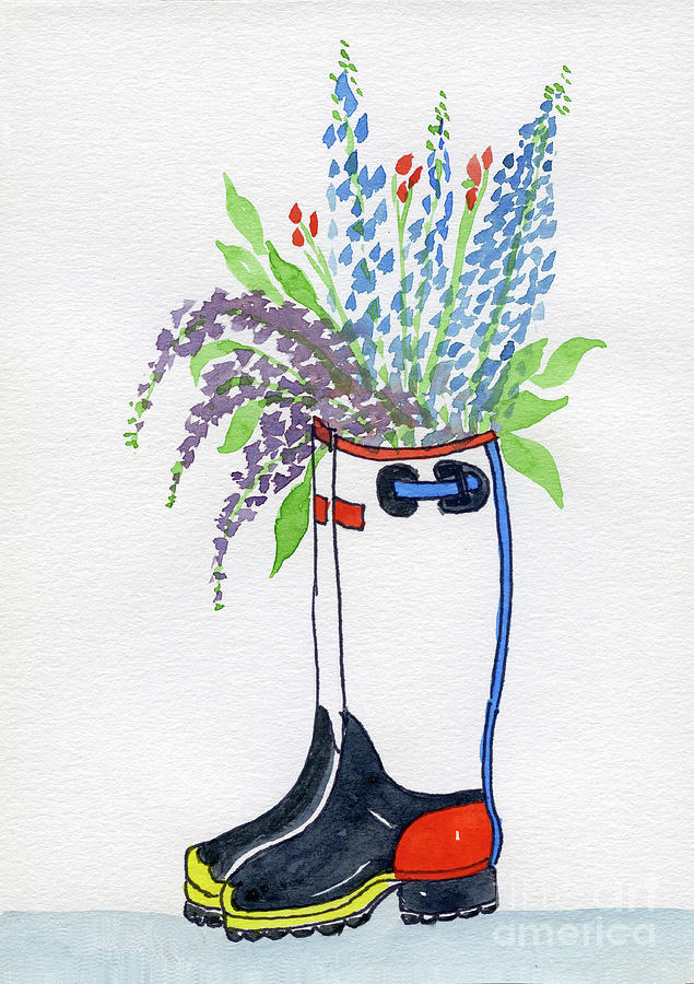 Rain Boot Bouquet Painting by Norma Appleton