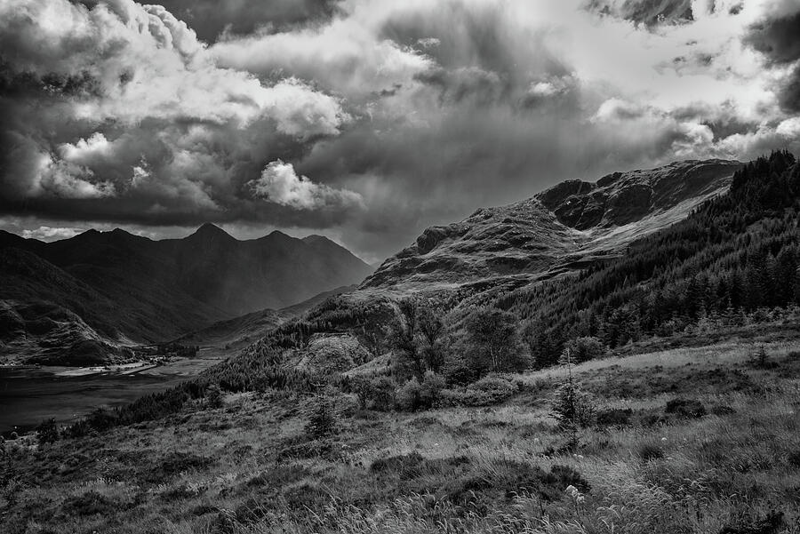 Rain Clouds in the Glen Monochrome Photograph by Allan Todd - Pixels