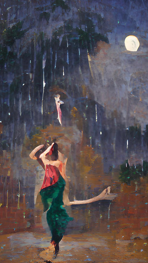 Rain Dancing in the Moonlight Digital Art by Vennie Kocsis