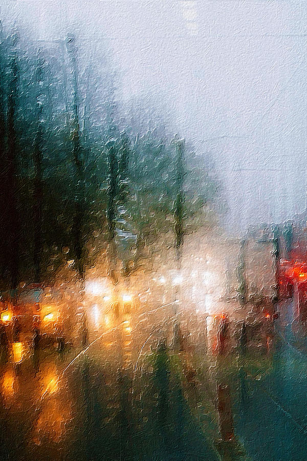 Rain Drops New York Window Painting by Tony Rubino