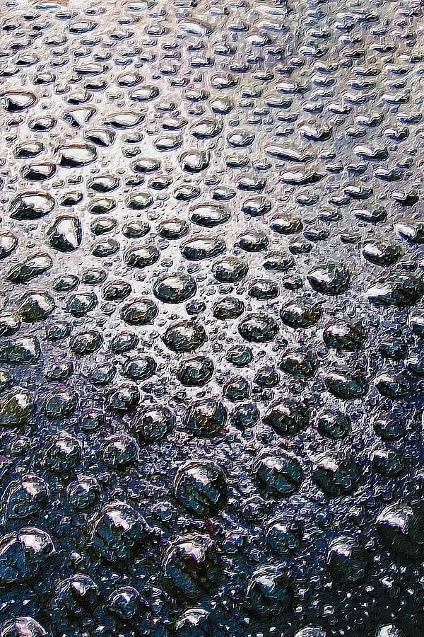 Rain Drops On Black Metal Painting by Tony Rubino
