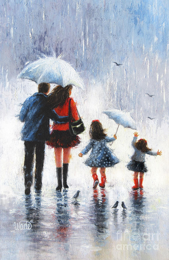 Rain Family Two Daughters Painting by Vickie Wade