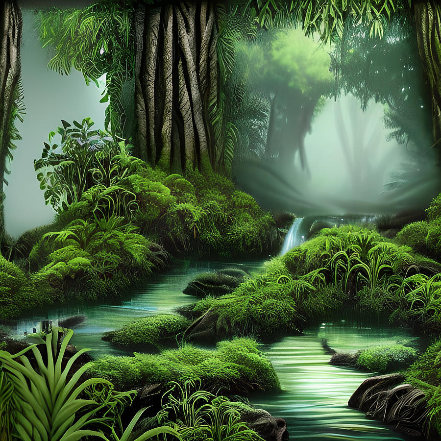 Rain Forest Artwork Digital Art by Ervina Anandhita - Fine Art America