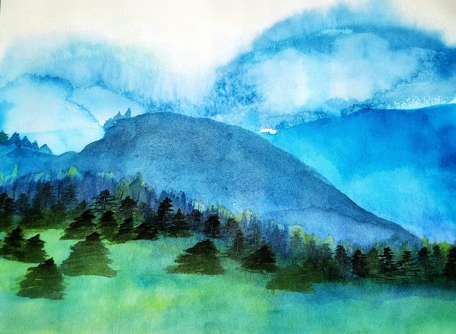 Mountain Painting - Rain in the Mountains by Shady Lane Studios-Karen Howard