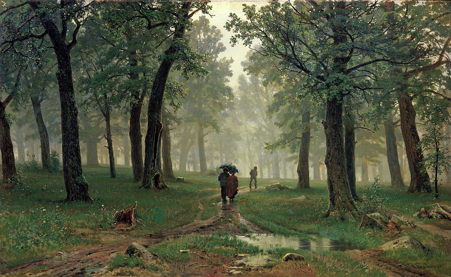 Rain In The Oak Forest Painting