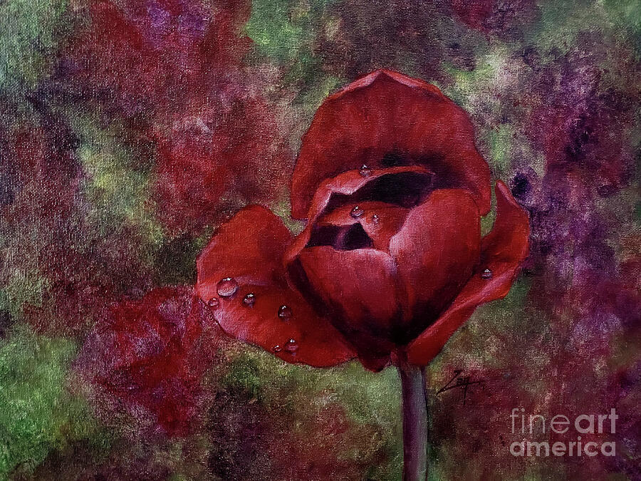Rain Kissed Tulip Painting by Zan Savage Rain Kissed Tulip Painting by Zan Savage