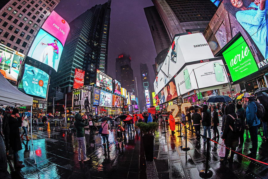 Rain Night in Times Square New York City Night Life Photograph by Toby McGuire