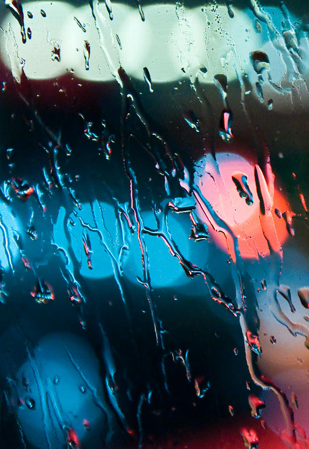 Rain On The Glass With Colored Reflections Photograph by Alessandro Licata