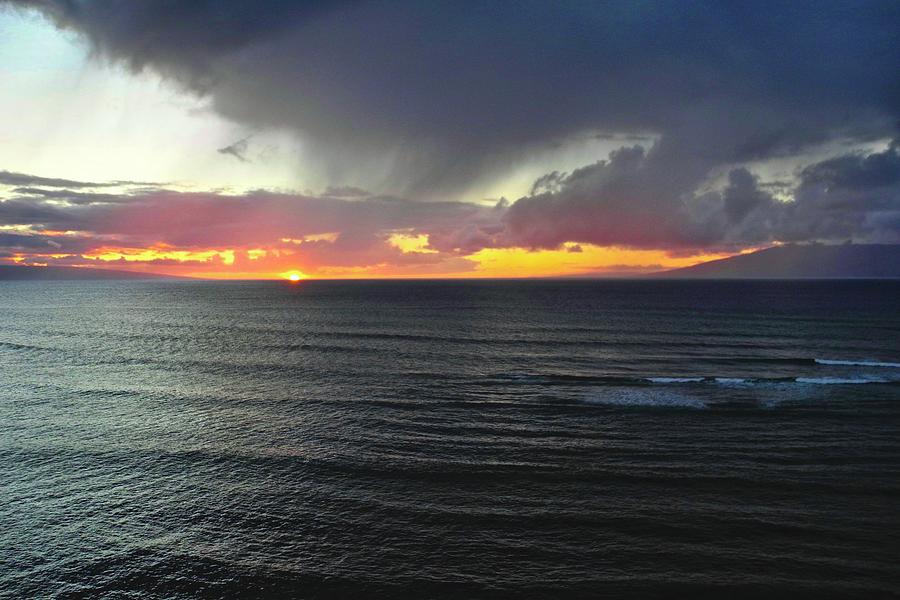 Sunset Photograph - Rain Over a Maui Sunset  by Kirsten Giving