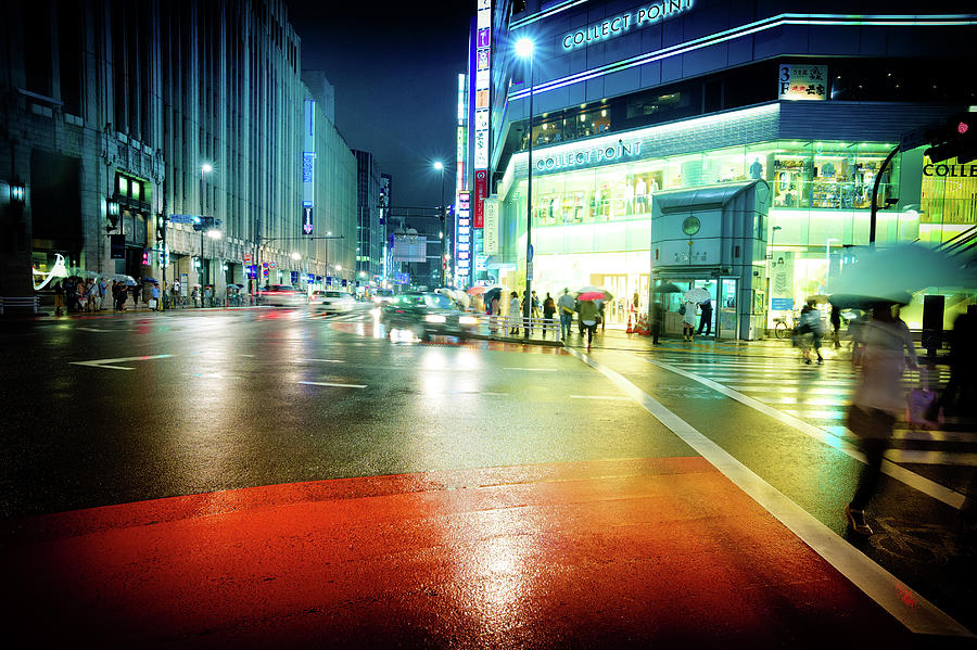 Rain, Shinjuku area, Tokyo Photograph by Eugene Nikiforov