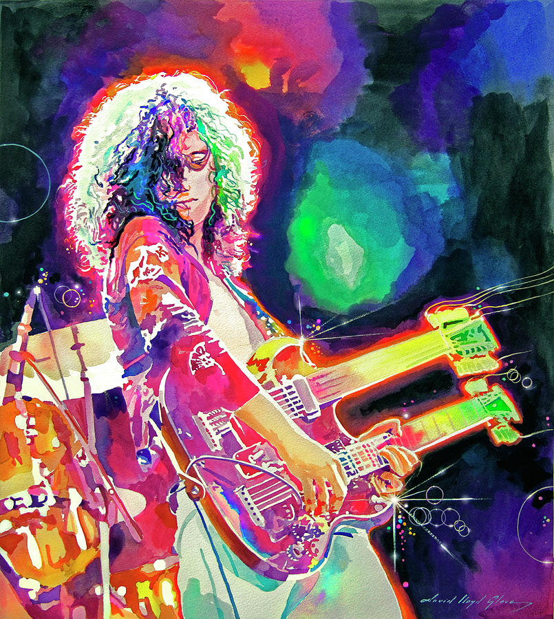 Jimmy Page Painting - Rain Song Jimmy Page by David Lloyd Glover