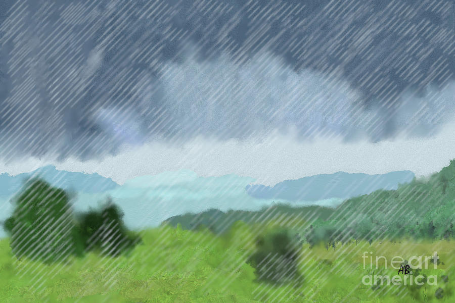 #Rain #Storm #Over the #Land Digital Art by Arlene Babad