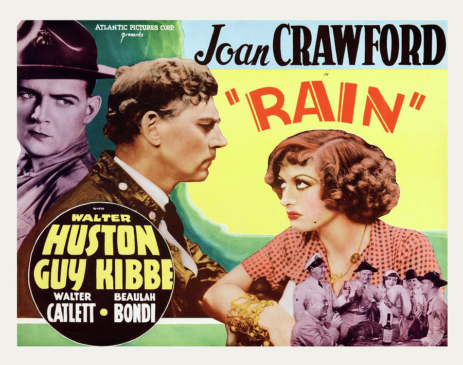 Joan Crawford Mixed Media - Rain, with Joan Crawford and Walter Huston, 1932 by Movie World Posters