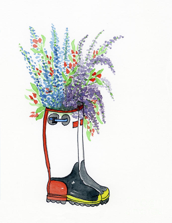 Rainboot Bouquet Painting by Norma Appleton