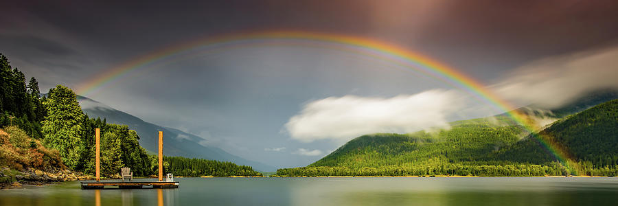 Rainbow Across The Lake- Wide Format Photograph
