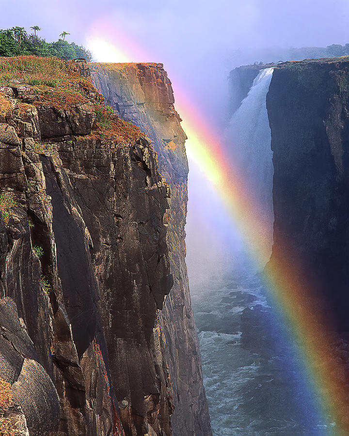 RAINBOW AND FALLS, Victoria Falls, Zimbabwe, Africa Photograph by Don Schimmel