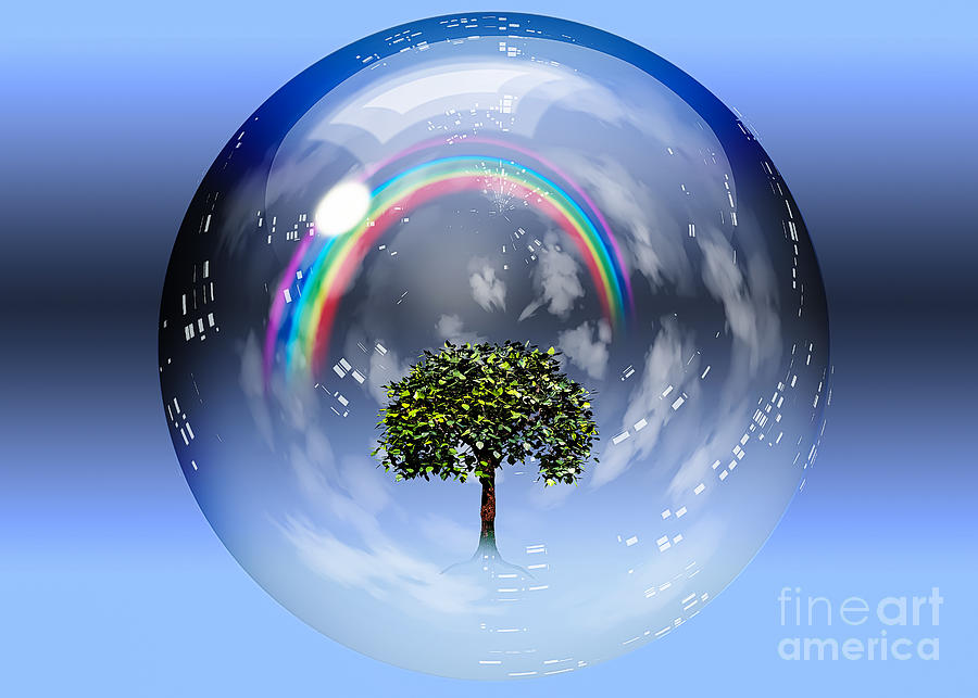 Rainbow and green tree Digital Art by Bruce Rolff