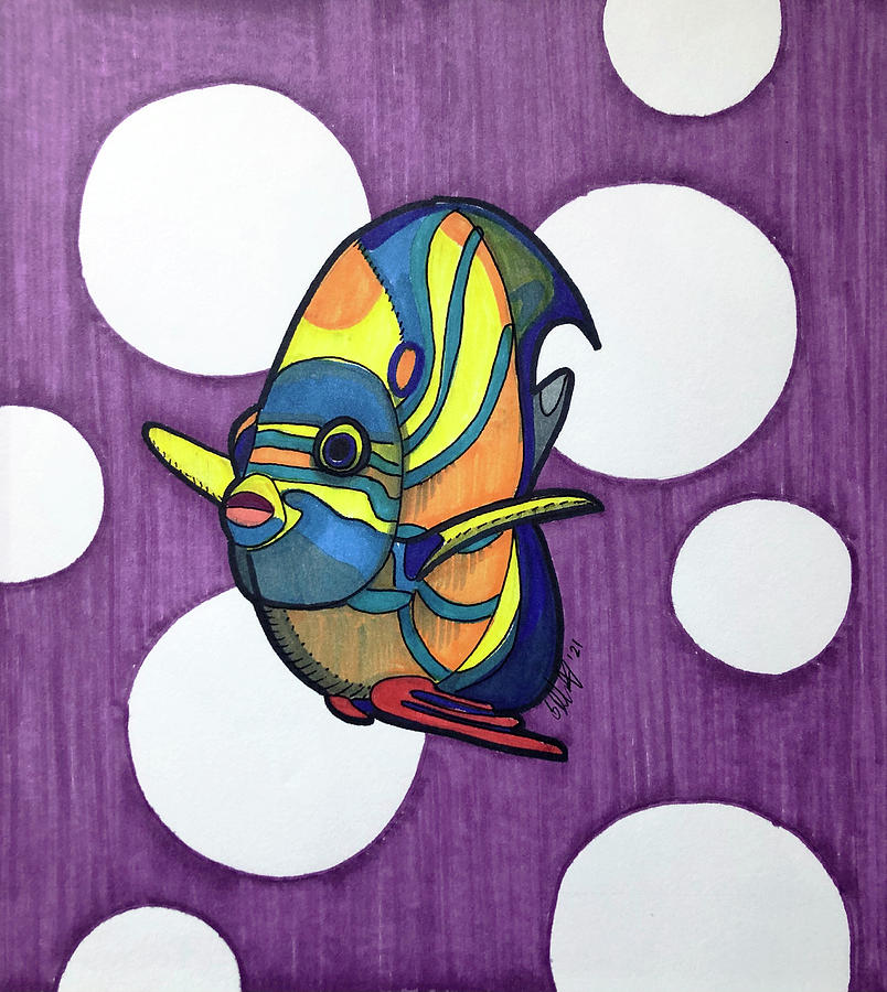 Rainbow Angel Fish Drawing by Creative Spirit