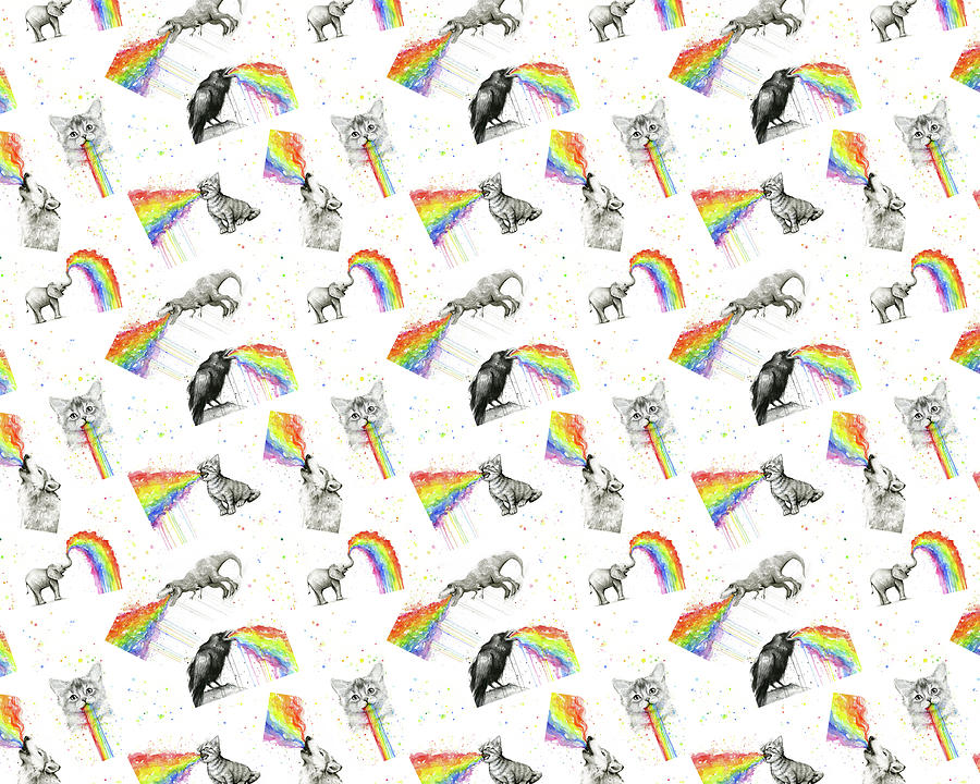 Animal Painting - Rainbow Animals Pattern by Olga Shvartsur