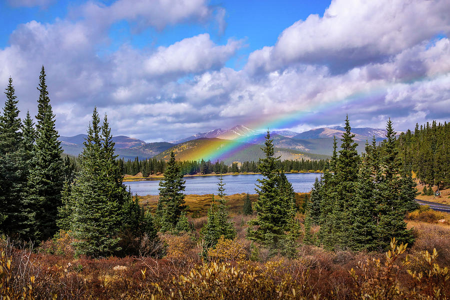 Rainbow at Echo Lake Park - Colorado - Rocky Mountains - Fall/Autum - Landscape art Photograph by Harold Rau