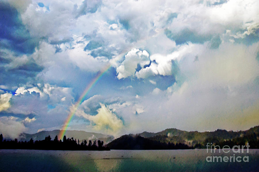 Rainbow at Lake Shasta Digital Art by Denise Deiloh