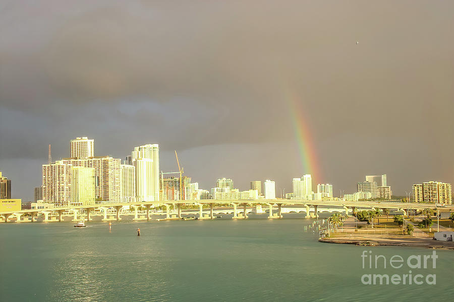 Rainbow at Sunset in Miami Florida Photograph by Olga Hamilton