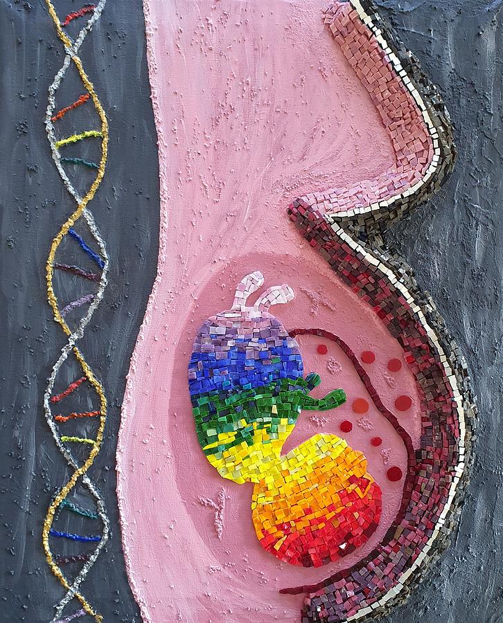 Rainbow Baby Mosaic Mixed Media by Adriana Zoon
