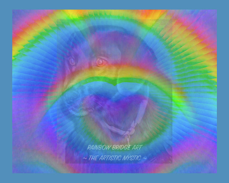 Rainbow Bridge Dog Teal Digital Art by Artistic Mystic