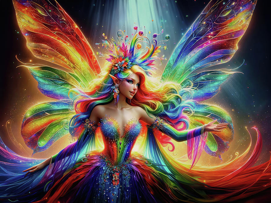 Rainbow Brite Enchanting Fairy Digital Art by Bill And Linda Tiepelman