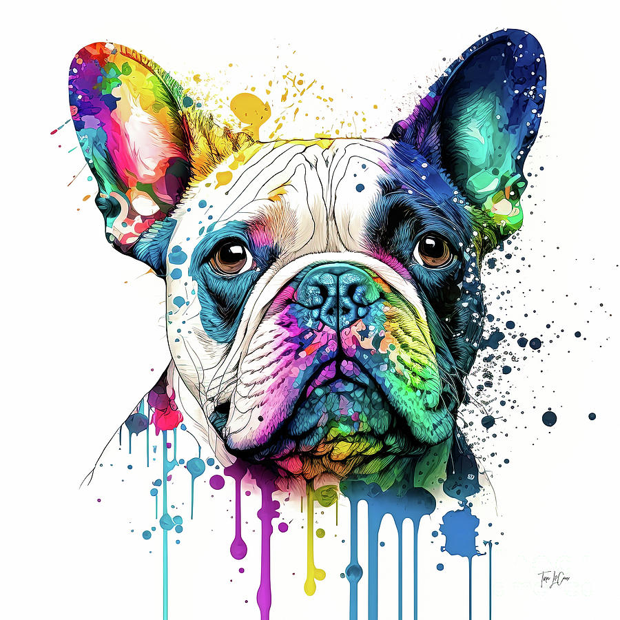 Rainbow Bulldog Painting by Tina LeCour