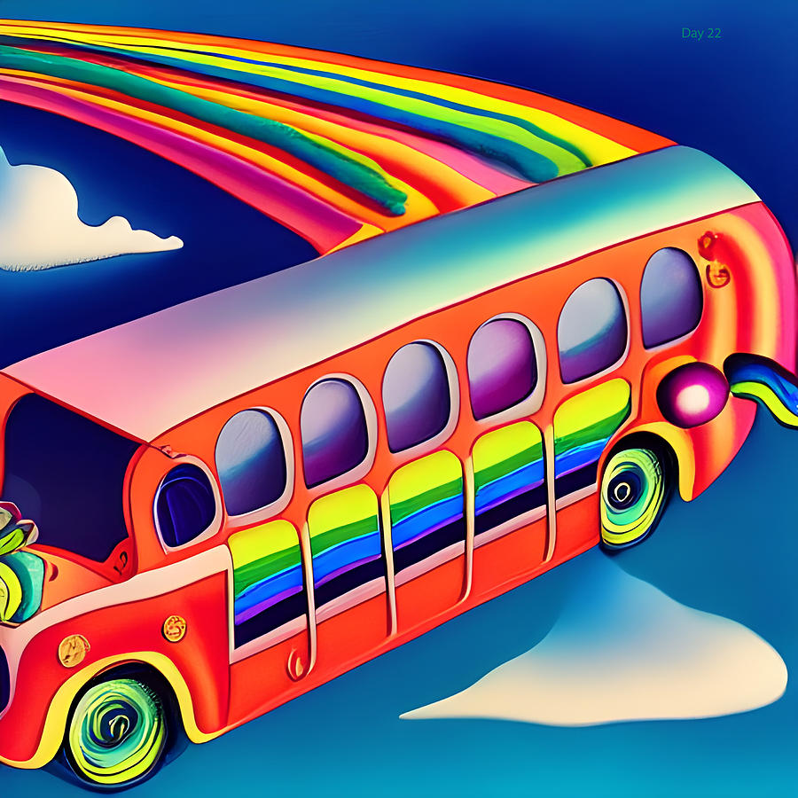 Rainbow Bus Digital Art by Day Williams - Pixels