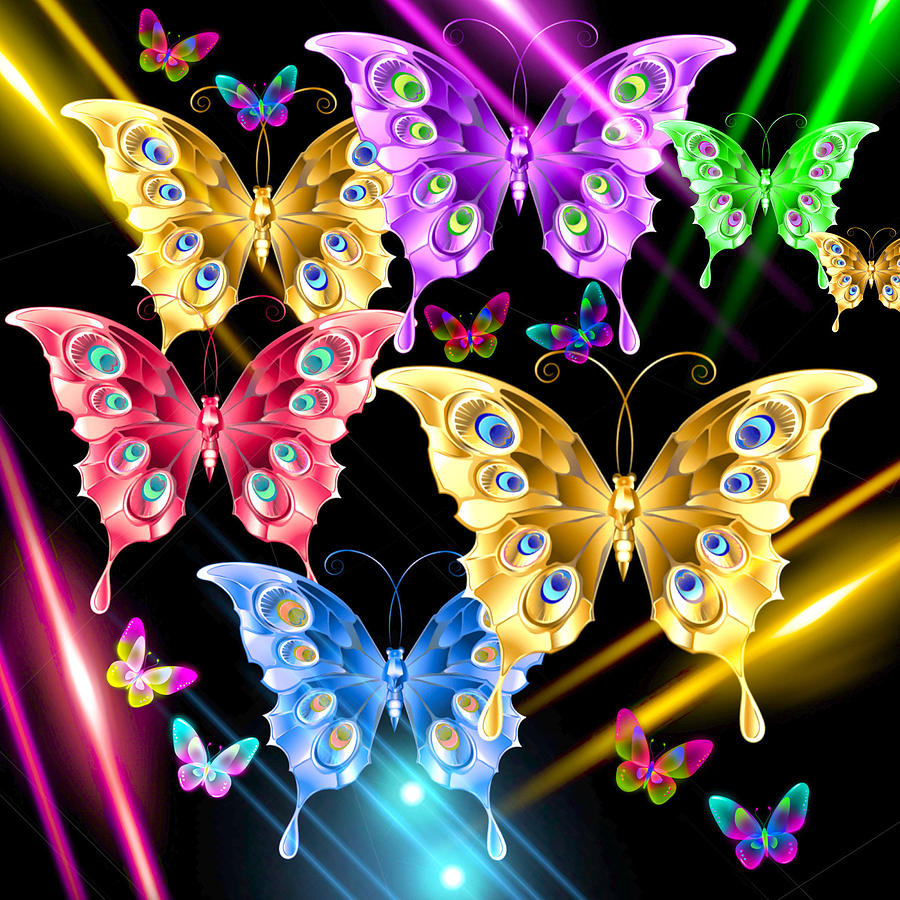 Rainbow Butterflies Digital Art by Gayle Price Thomas