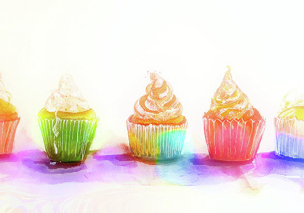 Rainbow Cakes Painting by Lisa Kaiser