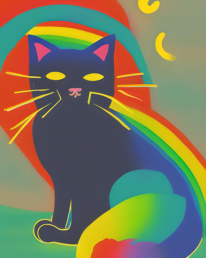 Rainbow cat Illustration Digital Art by Ervina Anandhita - Fine Art America