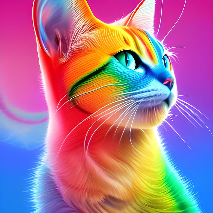 Rainbow Cat Digital Art by Artvizual Art Fine Art America