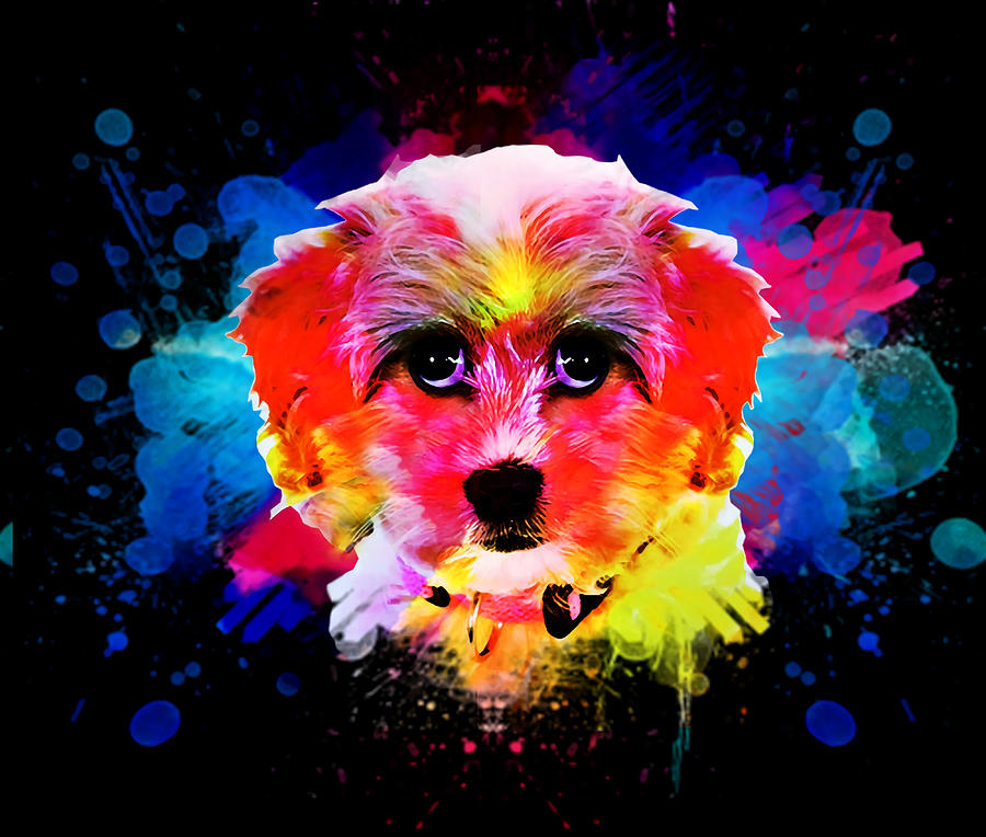 Rainbow Cavapoo Cavoodle Cockapoo Dog Watercolor Painting by Turner ...