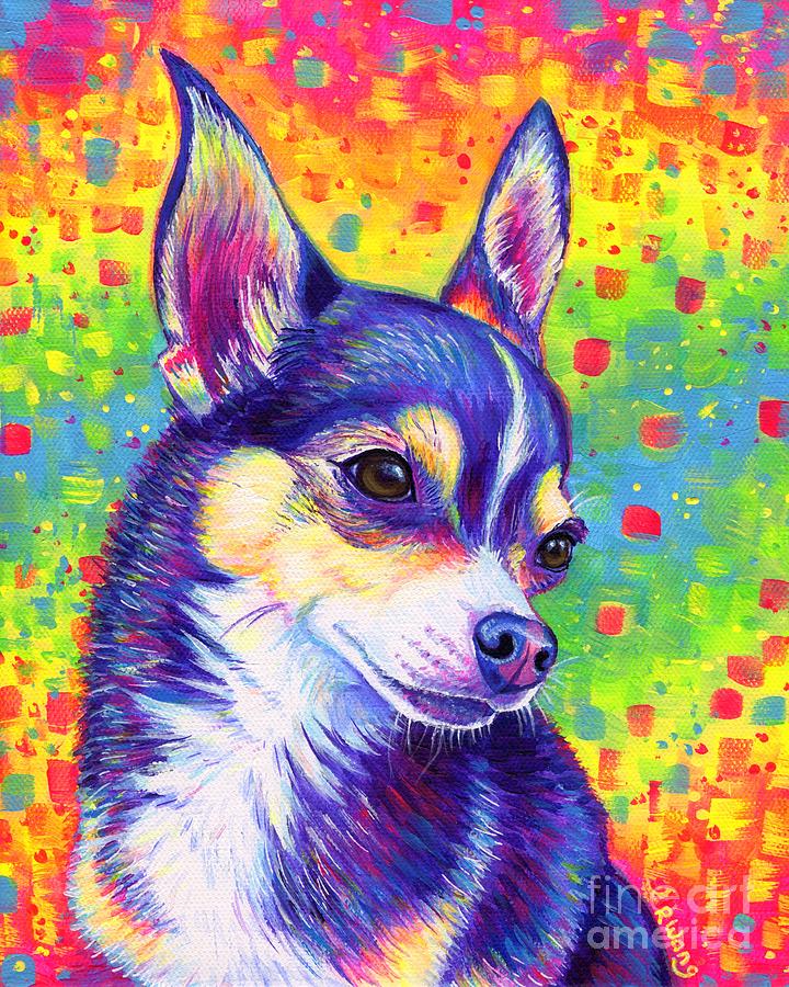 Rainbow Chihuahua Painting by Rebecca Wang