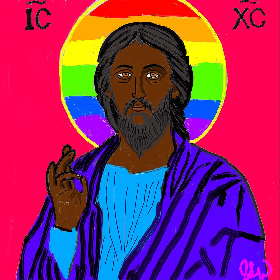 Jesus Christ Digital Art - Rainbow Christ-Sophia the Liberator  by Jeremy Whitner