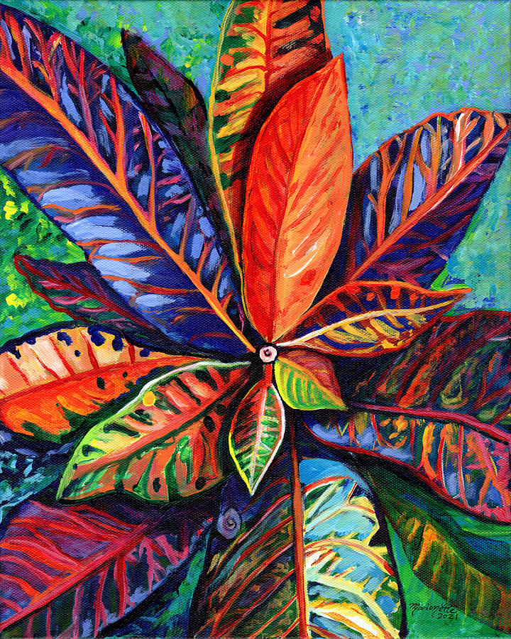 Rainbow Colored Croton Painting by Marionette Taboniar