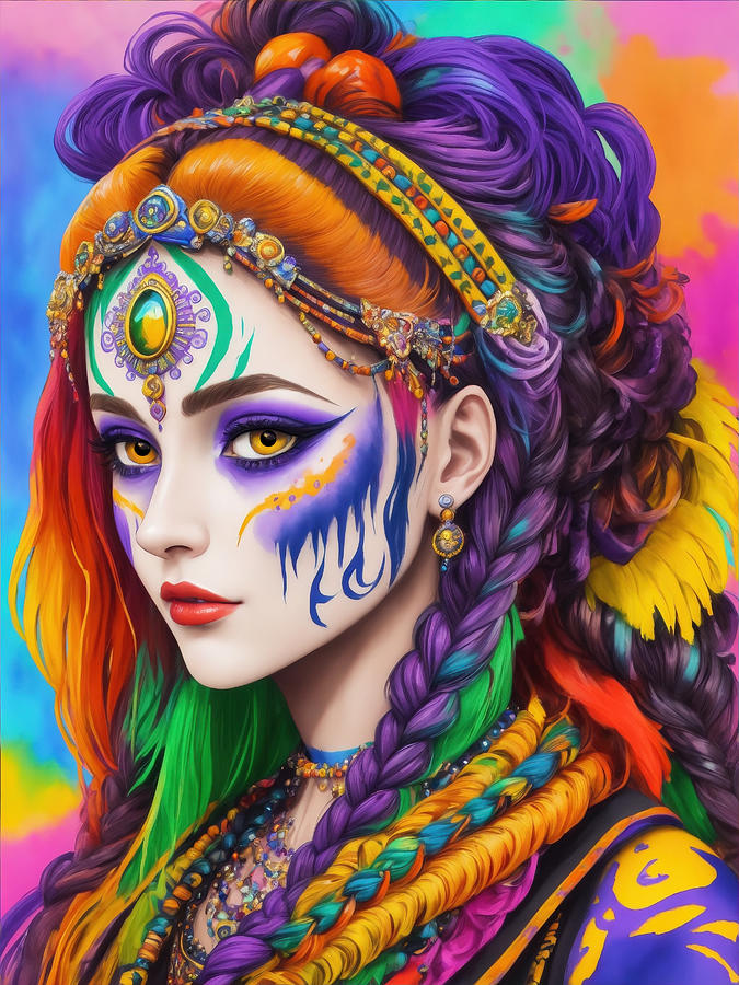 Rainbow colorful spectrum girl V7 Digital Art by Jim Brey - Pixels