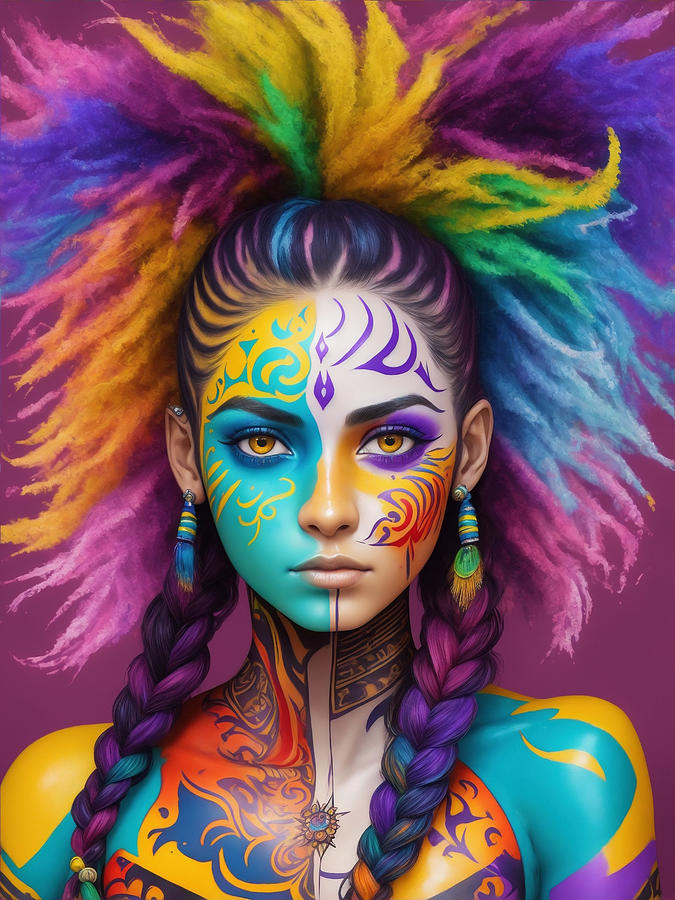 Rainbow Colorful Spectrum Girl V8 Digital Art By Jim Brey Fine Art