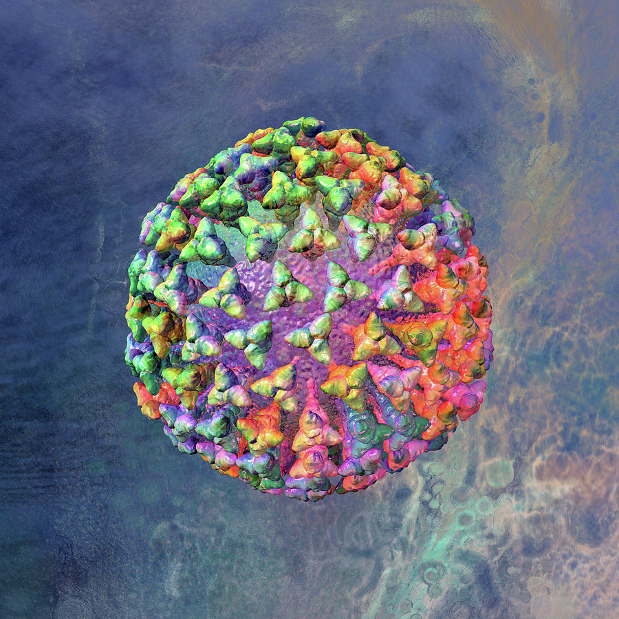 Rainbow Coronavirus Blue Cell Digital Art by Russell Kightley
