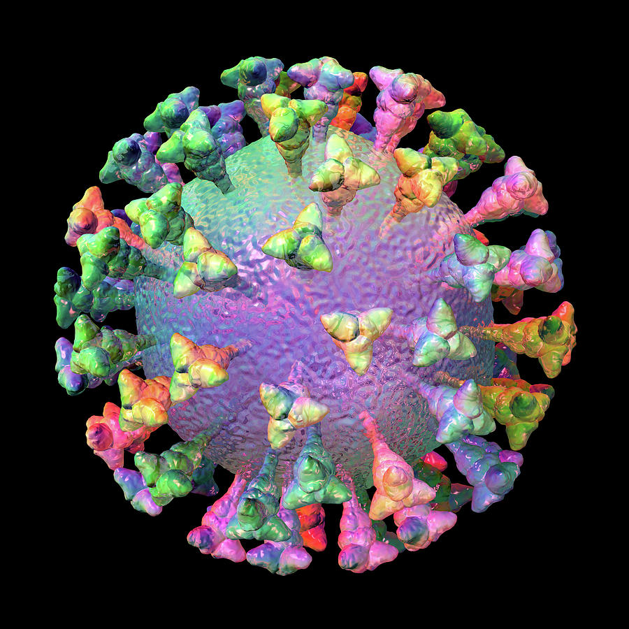 Rainbow Coronavirus COVID Virus Digital Art by Russell Kightley