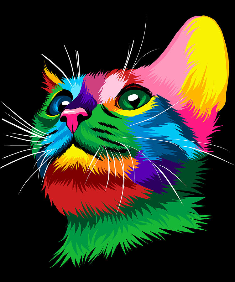 Rainbow Cute Cat for Cat Enthusiasts Digital Art by Skinaxx - Fine Art ...