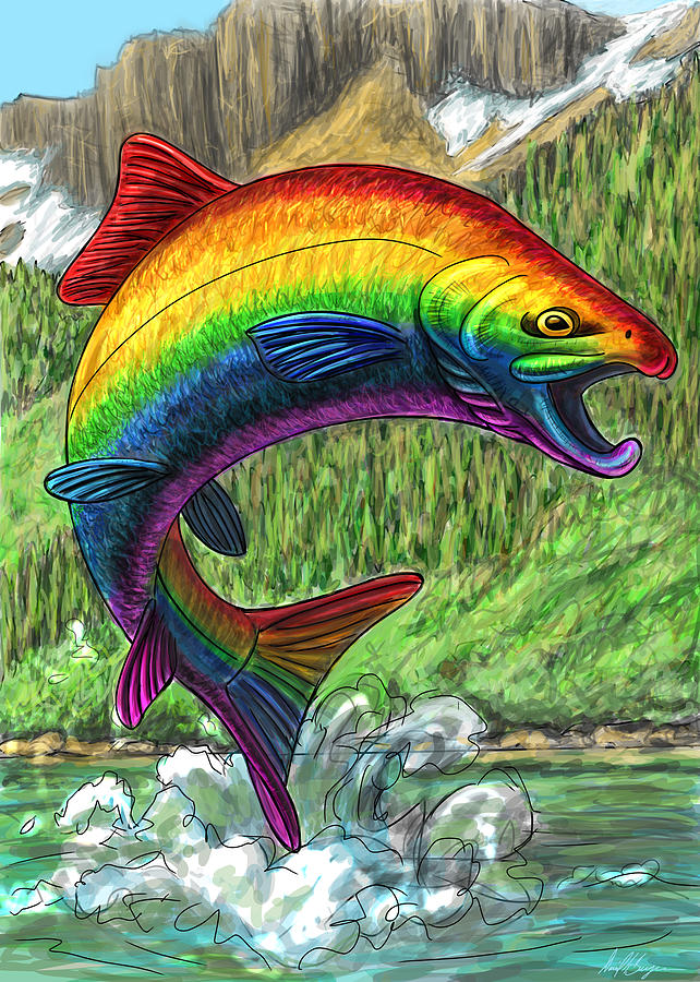 Rainbow Digital Art - Rainbow Trout by David Burgess