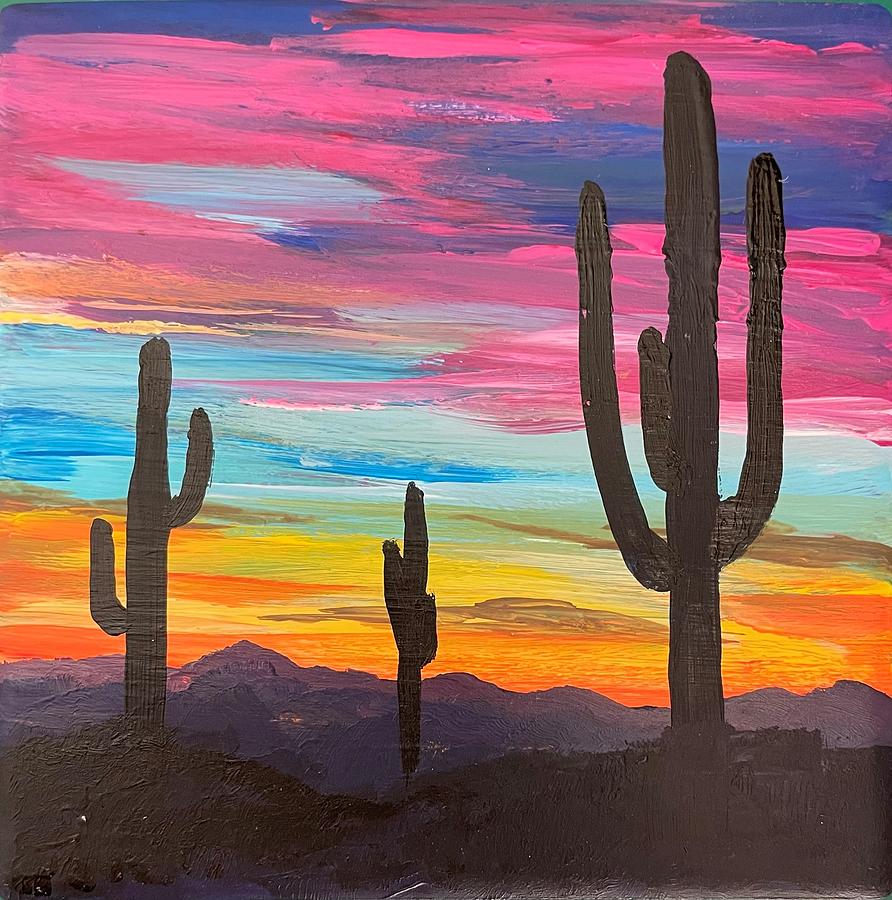 Rainbow Desert Skies Painting by Carolina Jeanne Grace - Fine Art America