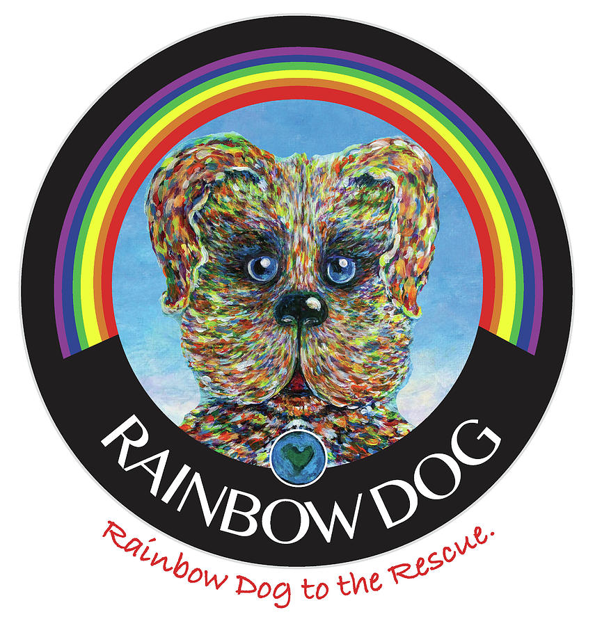 Dog Mixed Media - Rainbow Dog To The Rescue by Gretchan Pyne