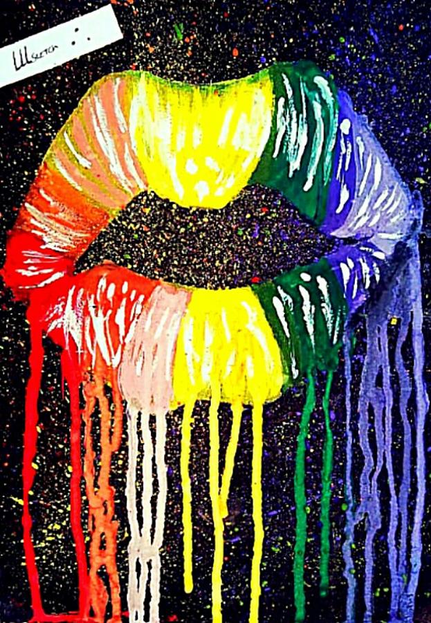 Rainbow drippy lips Painting by Gugulethu Mabuza - Fine Art America