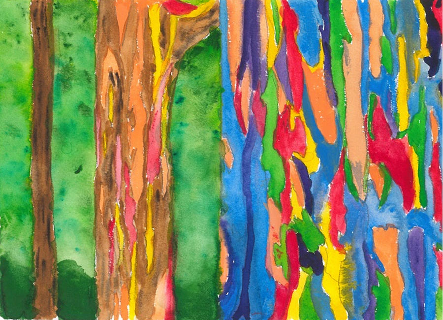 Rainbow Eculyptus Painting by Diane Chinn