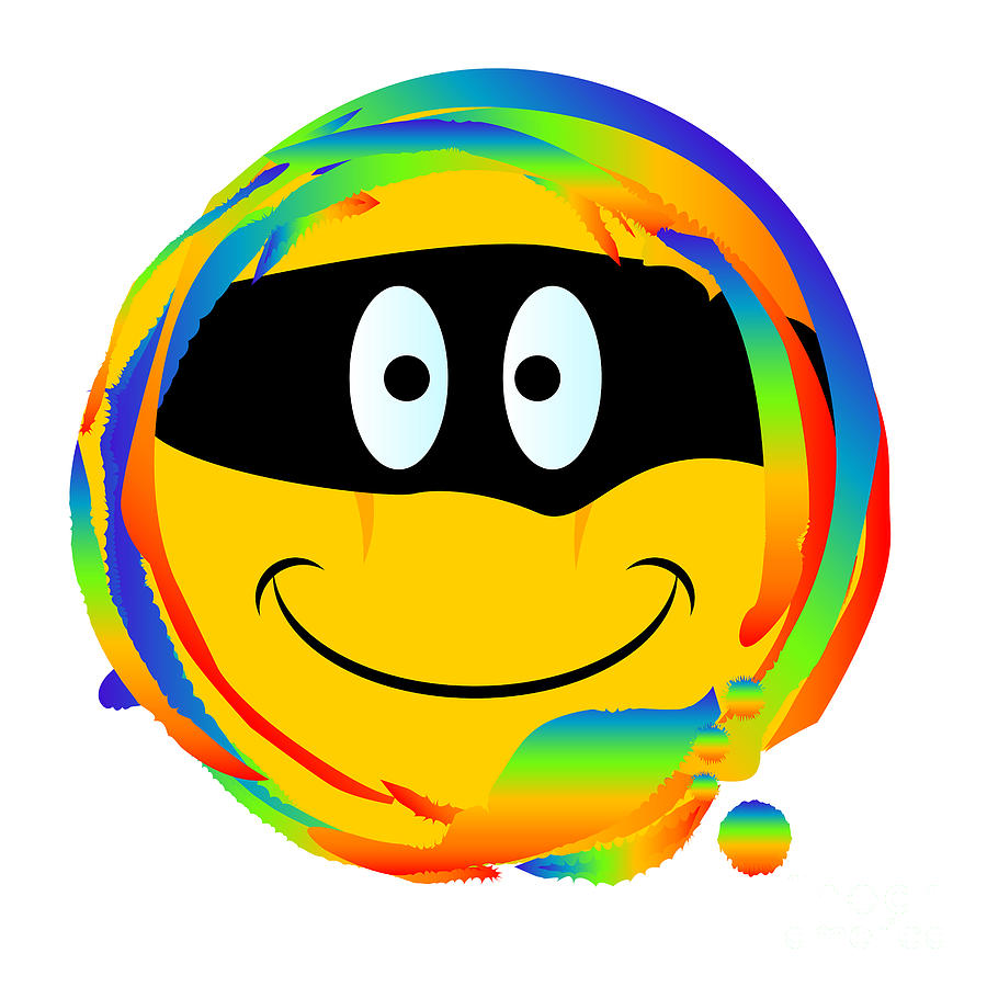 Rainbow Emoji Rings Smile Face With Black Mask Digital Art by Bigalbaloo Stock